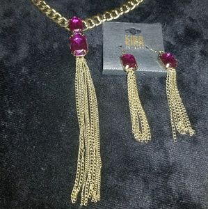 KiraKira Purple rhinestone choker & earri